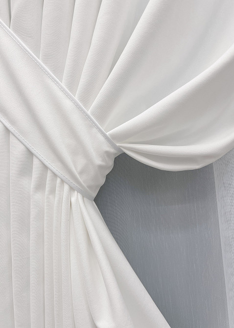 Комплект готовых штор VR-Textil Микровелюр Petek YL № 2021ш Белый 200х290 см 2 шт (32-359) Киев - изображение 5
