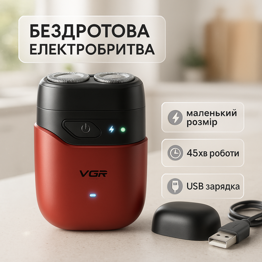 Электробритва с двойной сеткой для гладкого бритья VGR V-345, Профессиональные электрические бритвы BQ-61 Львов - изображение 17