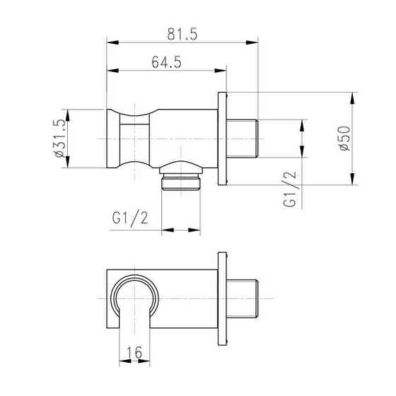 Подключение с держателем для шланга латунь Qtap Spojeni круглое QTCRMBH030 Chrome Харьков