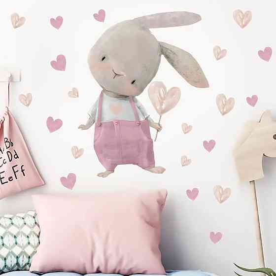 Наклейка декоративна вінілова в дитячу кімнату на стіну «Маленький зайчик» для дівчаток і хлопчиків 30х60 см Кам'янець-Подільський