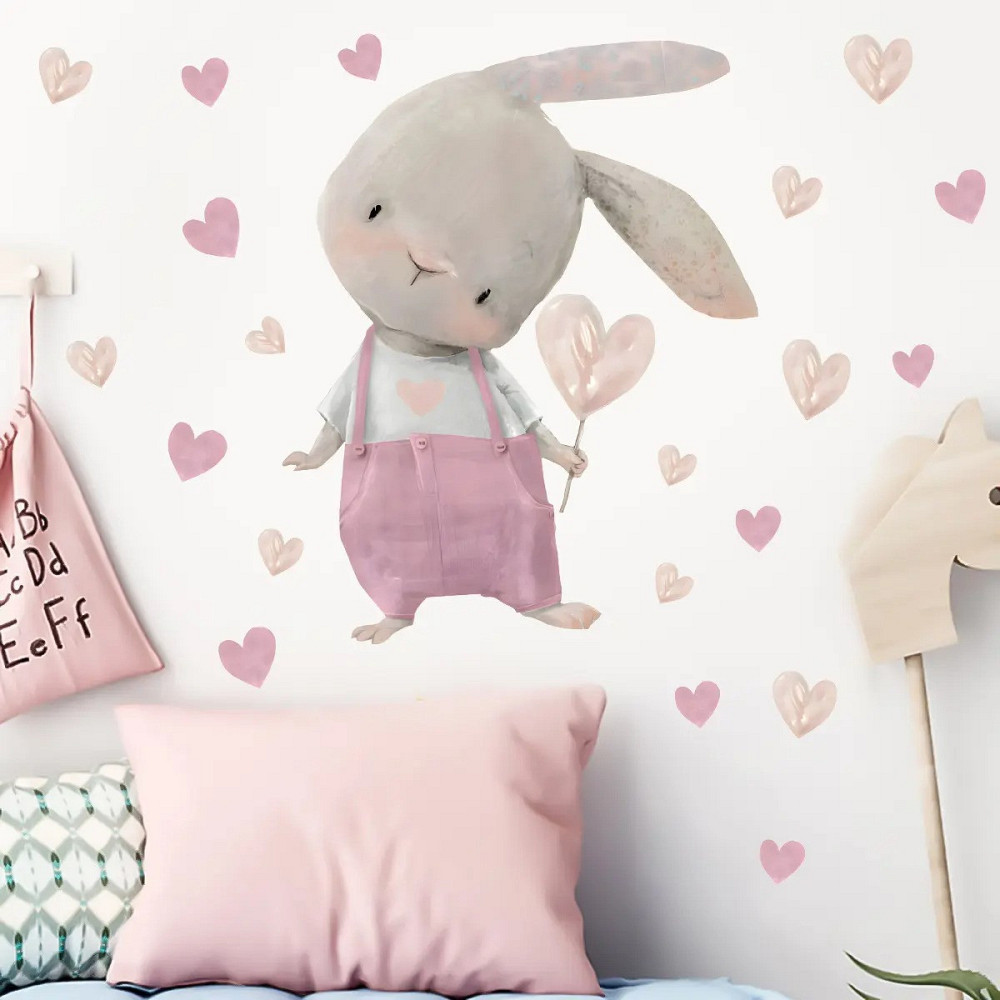 Наклейка декоративна вінілова в дитячу кімнату на стіну «Маленький зайчик» для дівчаток і хлопчиків 30х60 см Кам'янець-Подільський - фото 2