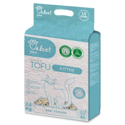 Наповнювач для туалету Velvet Paw TOFU для кошенят з есенцією дитячої присипки (1.5 мм) 2.6 кг (TOF70059) Вінниця - фото 1