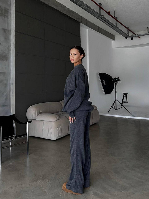 Жіночий затишний базовий костюм двійка з турецької ангори-кашемір Графіт, 42/44 Одеса - фото 2