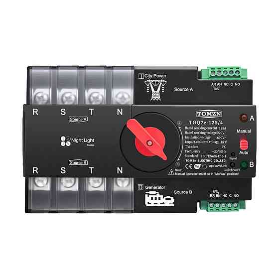 Автоматичний перемикач (АВР) під DIN-рейку з Wi-Fi TOMZN TOQ7e-125/4P 125A 4 полюси (51-00121) Киев