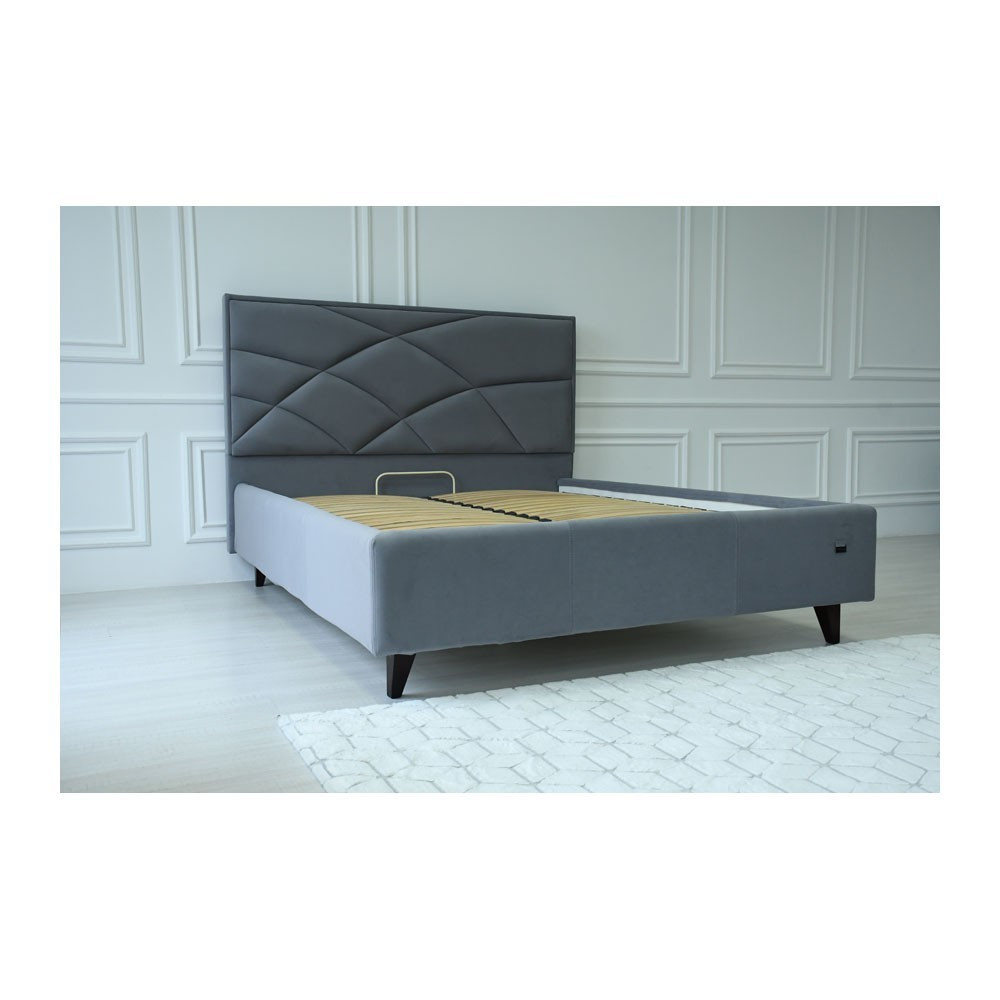 Ліжко NettaDesign Comfort з нішею для білизни на ніжках 160x190 сірий Київ - фото 1