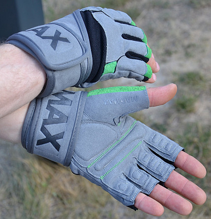 Рукавички для фітнесу MadMax MFG-860 Wild Grey/Green M Каменское - изображение 8