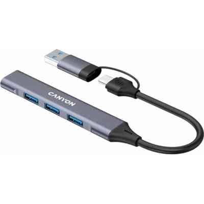 Концентратор Canyon hub DS-02 4in1 USB-A/C Grey (CNS-TDS02G) Винница
