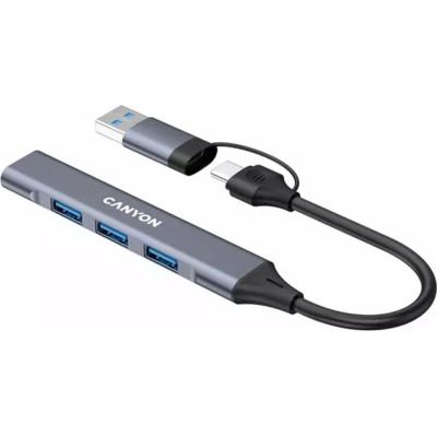 Концентратор Canyon hub DS-02 4in1 USB-A/C Grey (CNS-TDS02G) Винница - изображение 2