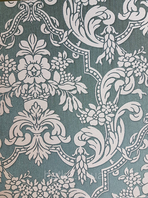 Шпалери вінілові на флізеліні Rasch Trianon Xlll 0.53х10 класика структурні вензелю квіти рожеві на чорному Київ - фото 2