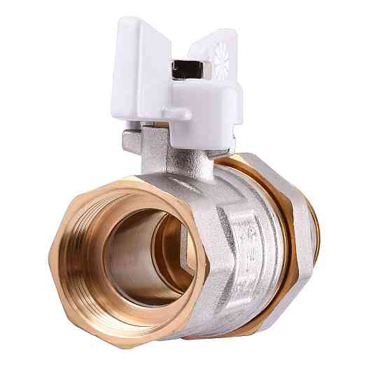 Кран шаровый прямой с американкой Q PROFESSIONAL QP003 PN40 1″ антипротечка, Белая бабочка Киев