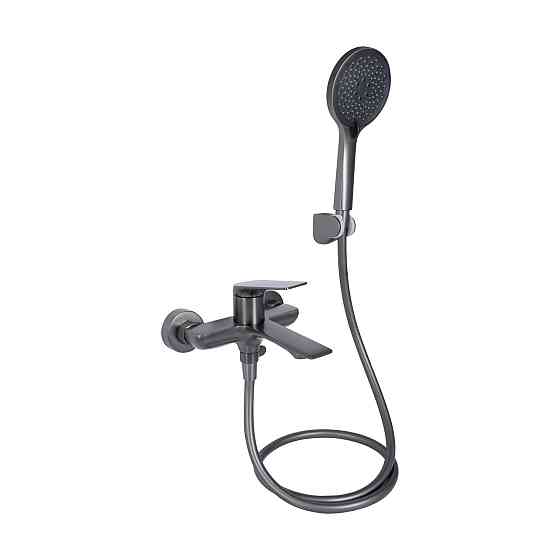 Смеситель для ванны Qtap Vlasta New (c душевым гарнитуром) QTVLA259GMB45643 Gunmetal Black PVD Киев