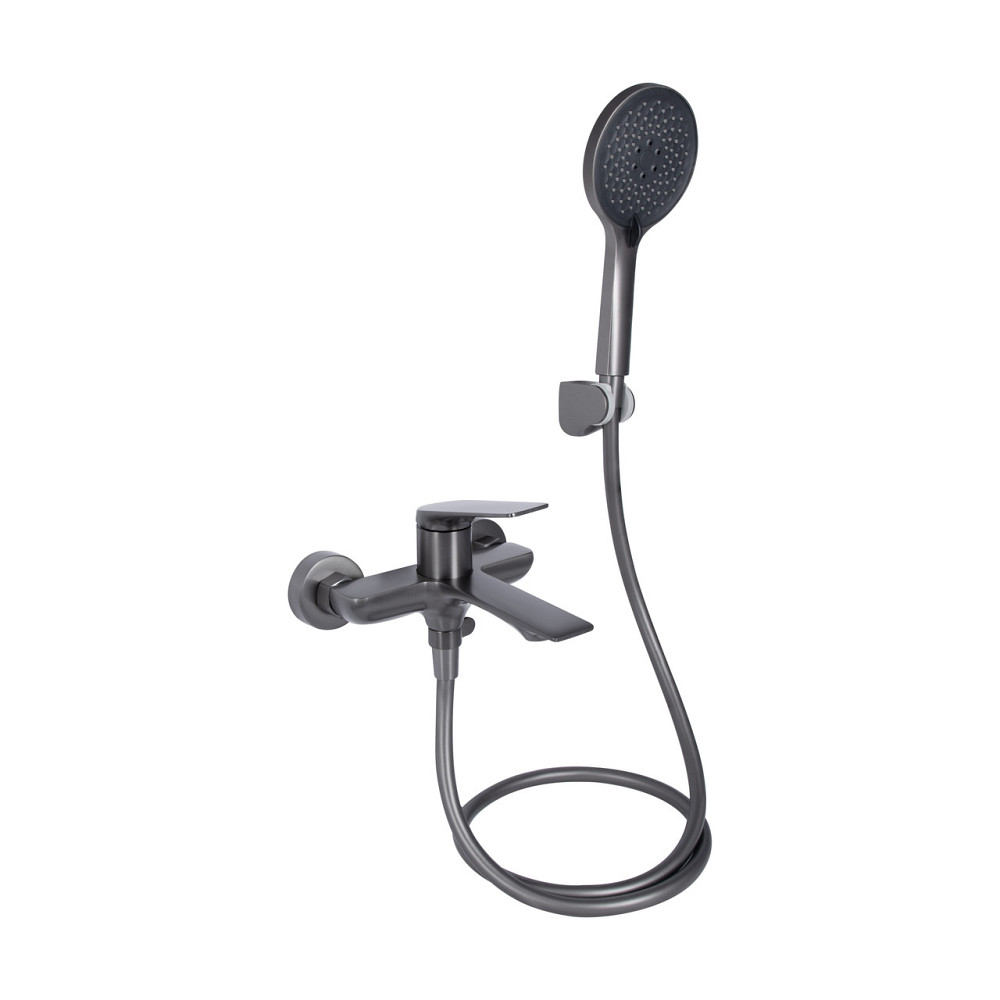 Смеситель для ванны Qtap Vlasta New (c душевым гарнитуром) QTVLA259GMB45643 Gunmetal Black PVD Киев - изображение 1