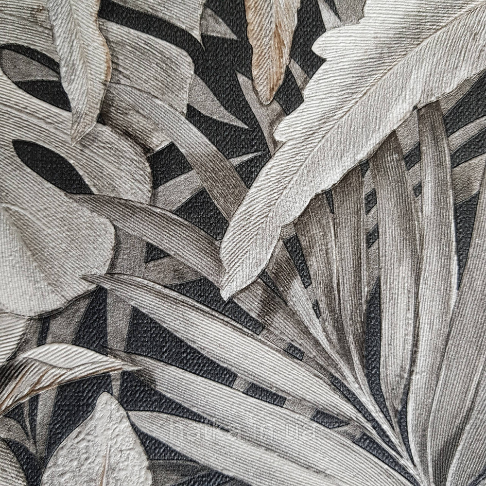 Шпалери метрові вінілові на флізелін Marburg Botanica листя монстери пальми чорні білі Київ - фото 2