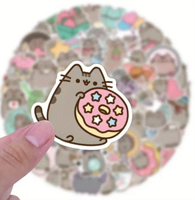 Набір вінілових наклейок (стікерів) кіт Пушин Pusheen (55 шт.) стікербомбінг для телефону, ноутбука Київ - фото 4