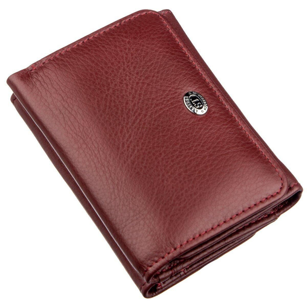 Компактний жіночий шкіряний гаманець темно-червоний (ST Leather) Київ - фото 16