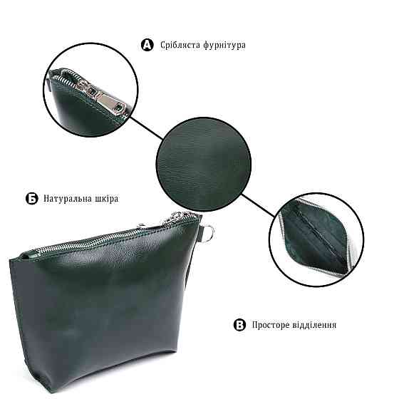 Практичная кожаная косметичка для женщин Shvigel 16411 Зеленый Киев