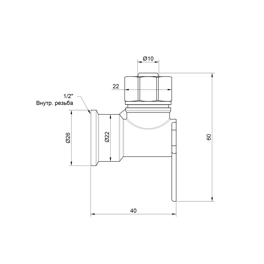 Кут обтискний Thermo Alliance Standart настінний 16х1/2" ВР SD162W1615 Київ - фото 2