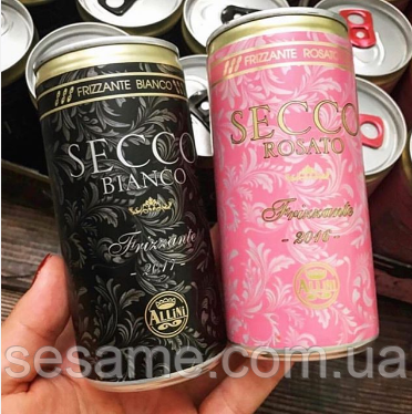 Просекко в баночке розовое Secco Rosato Italiano Vino Frizzante Allini 12шт*200 ml Харьков