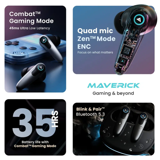 Беспроводные наушники-вкладыши Boult Audio Maverick со временем воспроизведения 35 часов Киев