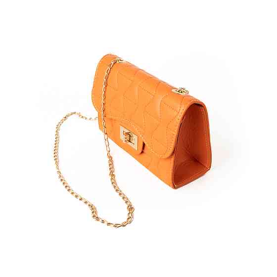 Сумка женская через плечо, сумочка клатч со стеганым узором и ручкой-цепочкой, Оранжевый Каменец-Подольский