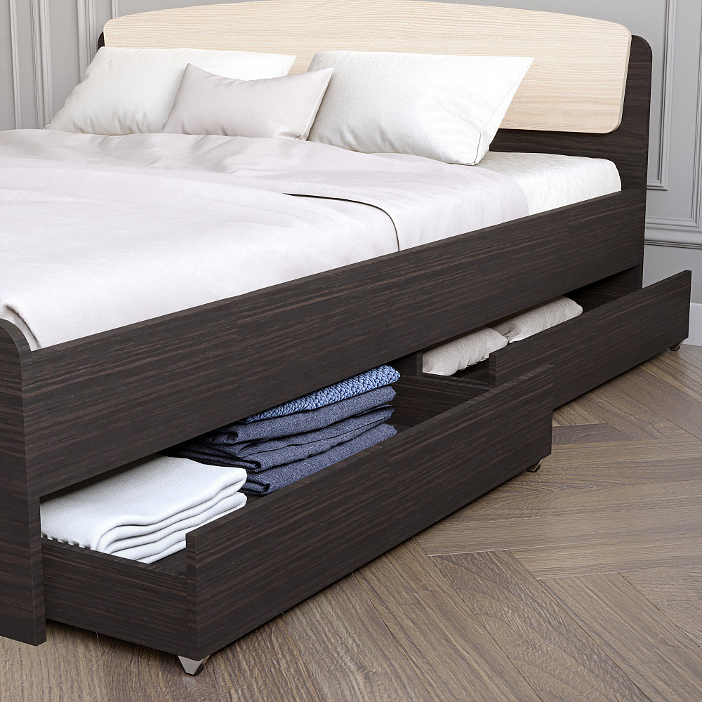 Двоспальне ліжко Еверест Асторія з двома ящиками 160х200 см венге/дуб молочний (DTM-2488) Львів - фото 3