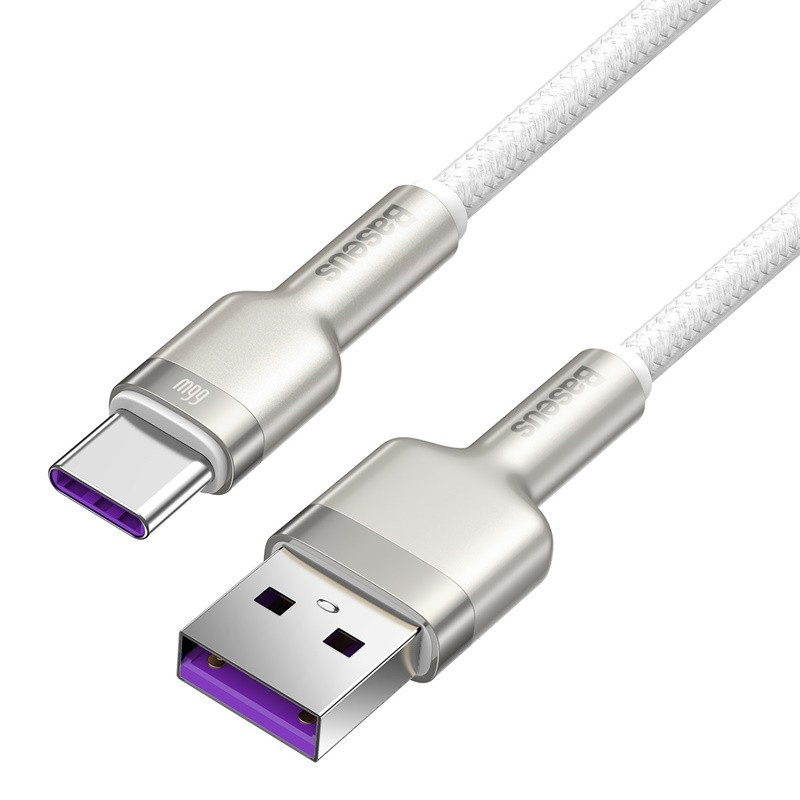 Кабель Baseus Cafule Series Metal Data Cable USB to Type-C 66W 1m White Одеса - фото 5