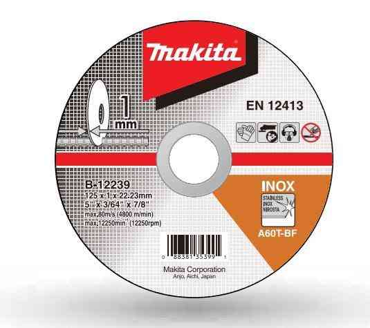 Диск відрізний MAKITA для нержавіючої сталі 125х1,0 A60T, плаский B-12239 Коломия