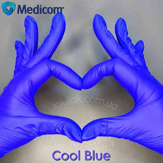 Рукавички нітрилові Medicom Cool Blue розмір S 3,5гр (синій) 100 шт Херсон