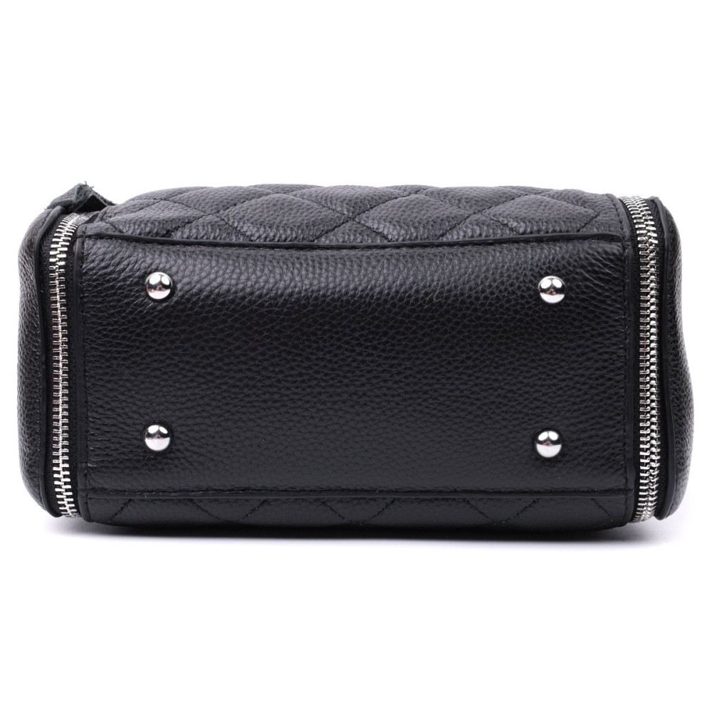 Трендовая сумка для женщин в ромбы из натуральной кожи Vintage 22667 Черная Киев - изображение 7