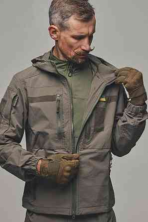 Тактична чоловіча куртка  демісезонна 4Wstretch хакі, військова куртка хакі з капюшоном Львів