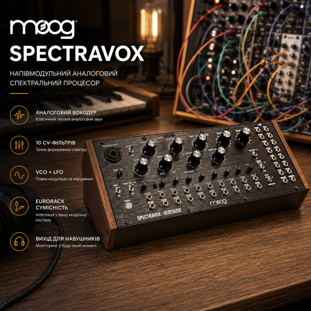 Напівмодульний аналоговий спектральний процесор MOOG Spectravox | Аналоговий вокодер, 10 CV-фільтрів, VCO, LFO, Eurorack, вихід Київ - фото 11
