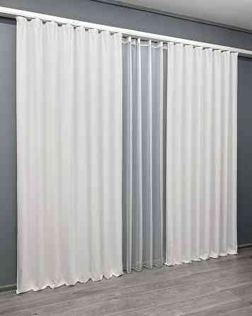 Комплект штор VR-Textil Микровелюр Petek 150х270 2шт и Тюль 400х270 2021ш-1153т Белый 71-158/3 Киев