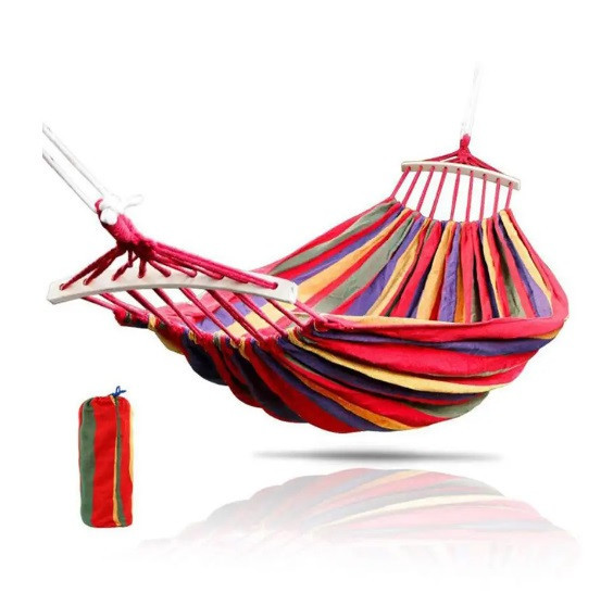 Гамак тканевый Мексиканский с перекладиной 40см, 200см*80см в чехле, A-1 Днепр - изображение 1