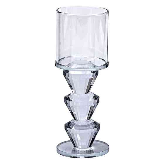 Декоративний скляний підсвічник на ніжці 6×16.5 см Київ