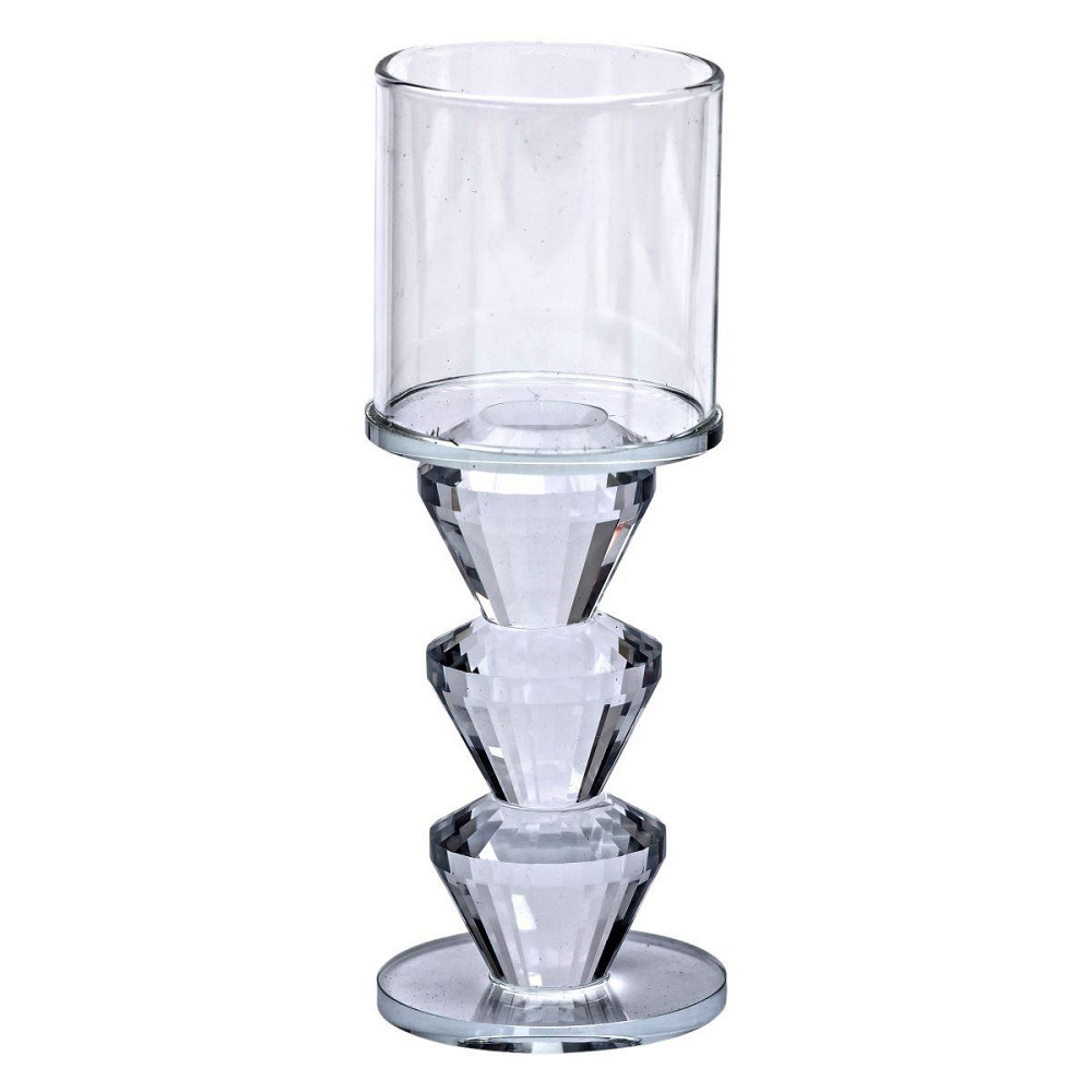 Декоративний скляний підсвічник на ніжці 6×16.5 см Київ - фото 2