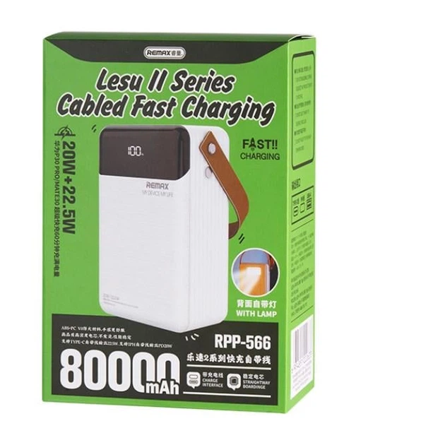 Універсальна мобільна батарея Power Bank Remax RPP-566 8000mAh PD20W+QC22 5W Білий Вінниця - фото 7