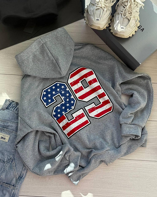 Жіноча тепла повсякденна худі з принтом трьохнитка на флісі Одеса - фото 4