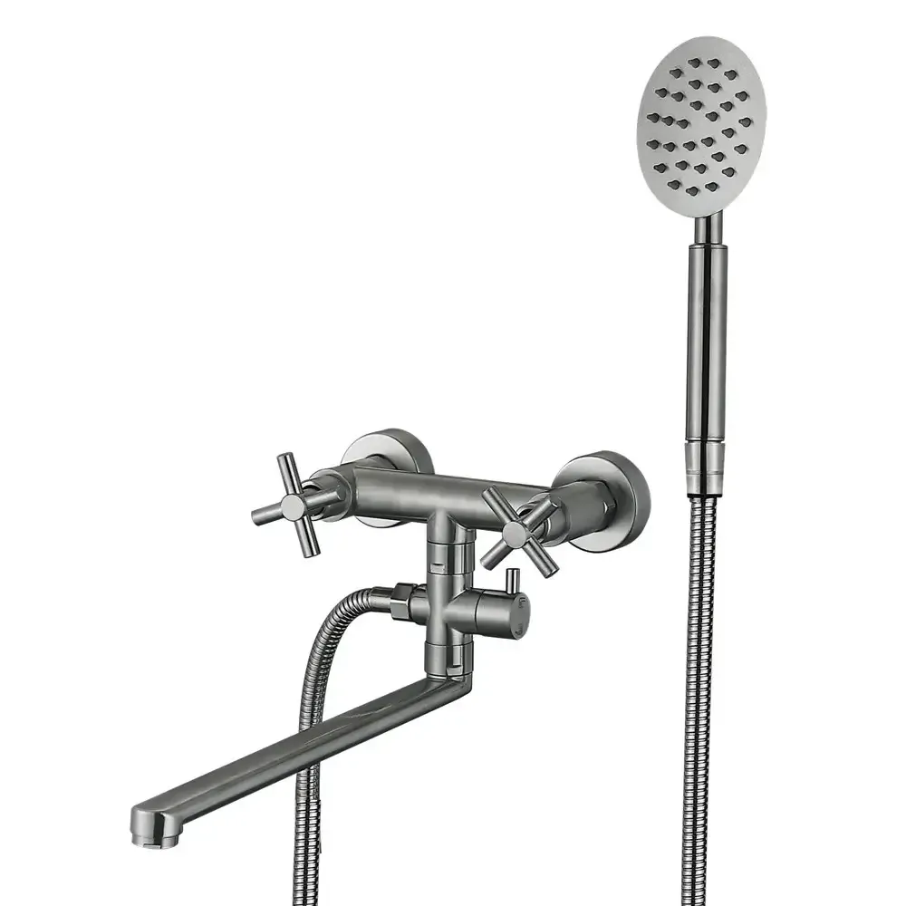 Змішувач для ванни з душовим гарнітуром WEZER VAL6-10 сатин Київ - фото 1