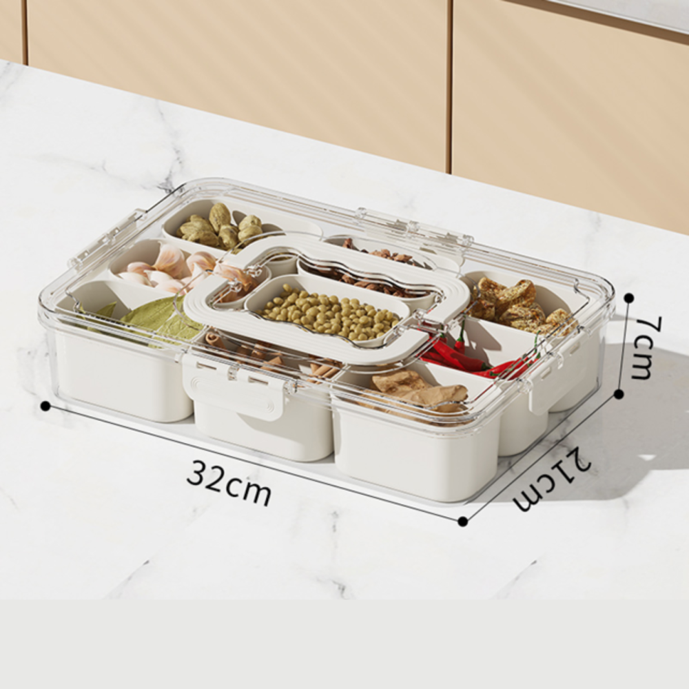 Контейнер для закусок с крышкой и ручками, органайзер для хранения на 9 ячеек, размер 32×21×7 см Каменец-Подольский - изображение 4