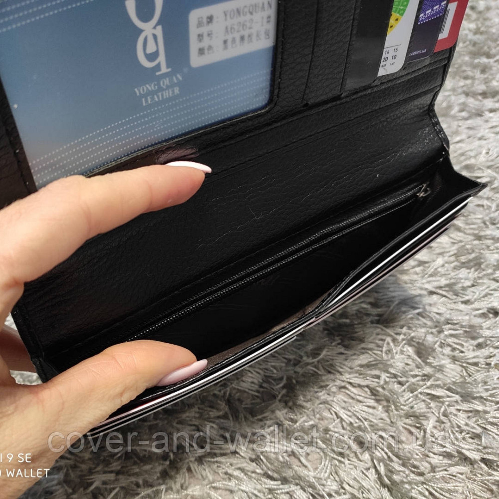 Стильний чоловічий гаманець купюрник без застібки чорного кольору Київ - фото 5