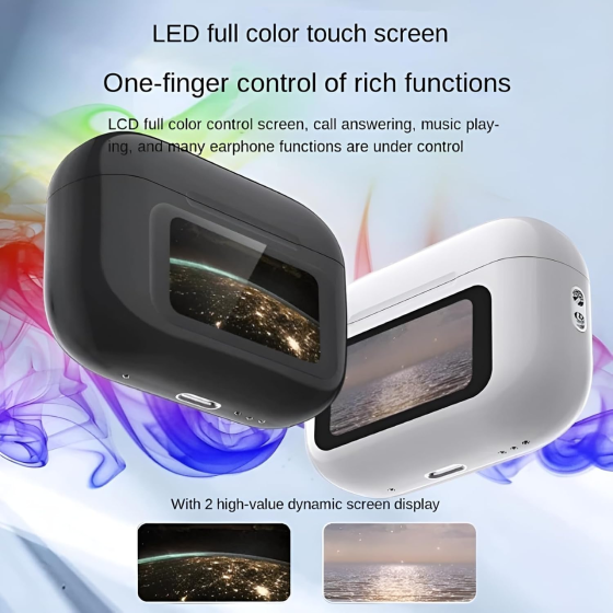 Беспроводные наушники TWS Touch Screen с сенсорным экраном, ANC/ENC шумоподавлением и Bluetooth 5.3, White (Белые) Киев