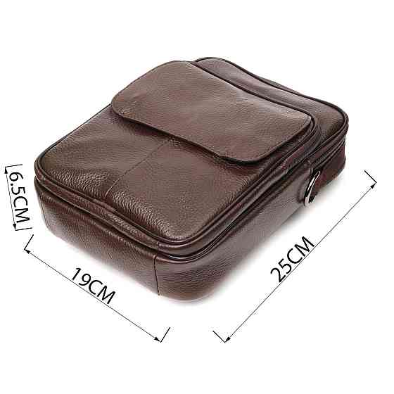 Стильний чоловічий месенджер з натуральної шкіри Vintage 21949 Коричневий Київ