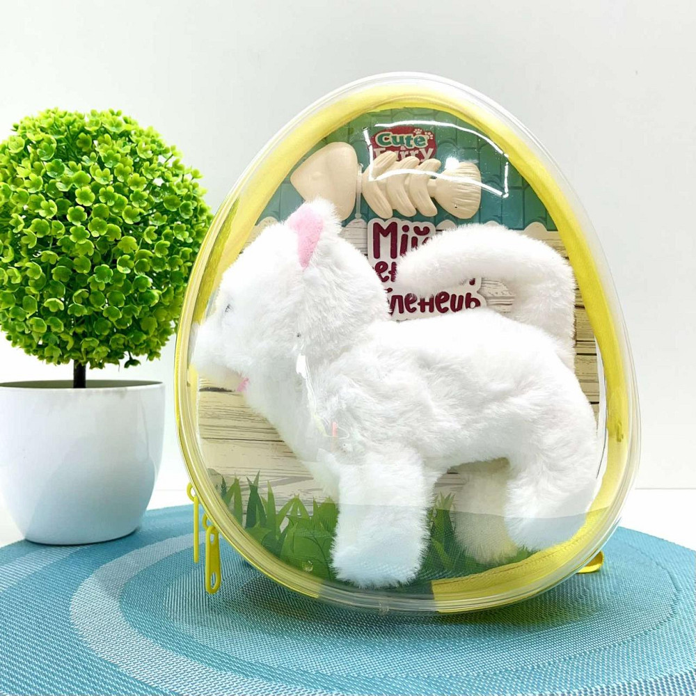 Кошеня інтерактивне ходить видає звуки ворушить хвостиком в рюкзаку Білий (777-23C) Чернігів - фото 8