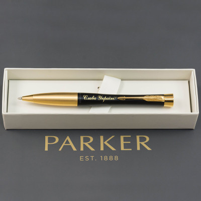 Ручка шариковая Parker URBAN 17 UKRAINE Muted Black GT BP Трезубец на торце (30035_TR) Винница - изображение 6