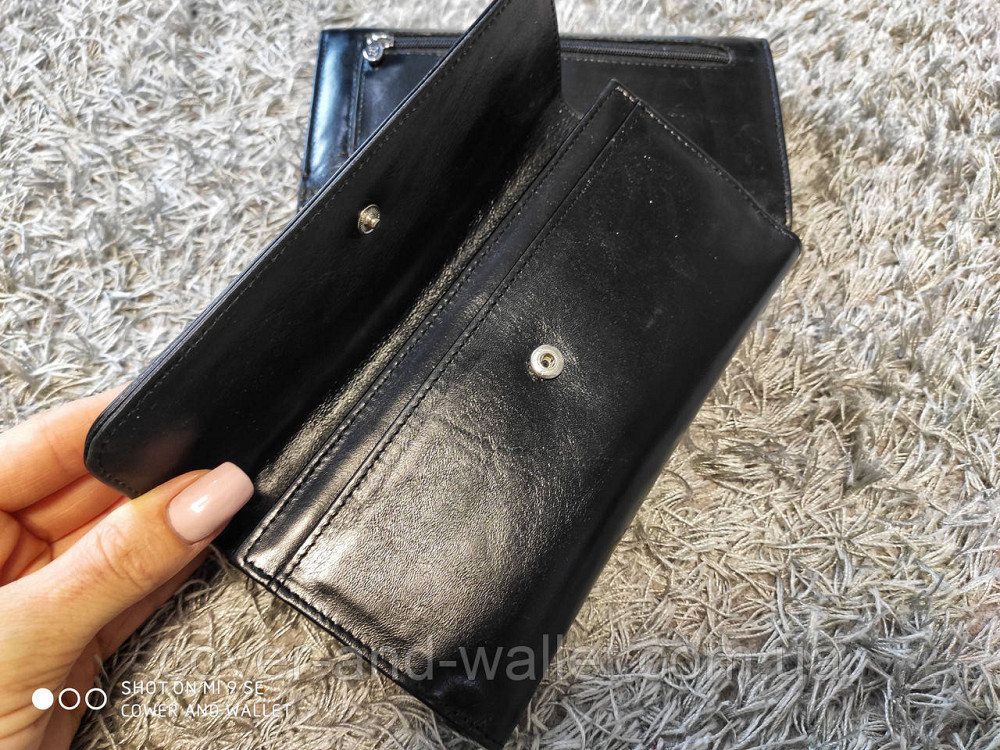 Черный женский кошелек из натуральной гладкой кожи на много карт Koffer Киев - изображение 8