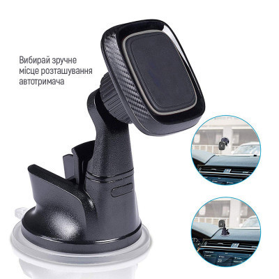 Универсальный автодержатель ColorWay Dashboard-1 (360 rotation) magnetic Gray (CW-CHM06-GR) Винница - изображение 7