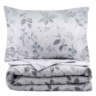 Постельное белье Ardesto Gloria сатин полевые цветы, серый светлый полуторный евро 160х220 (ART1622WF) Винница