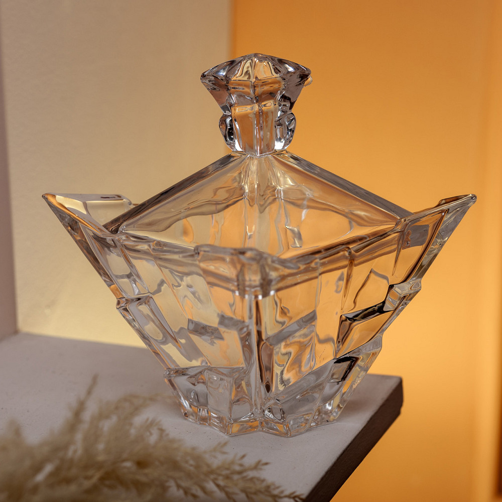 Yiwu Цукорниця з кришкою 16×16×19 см ваза цукорниця квадратна скляна HP-4-119 Коломыя - изображение 4