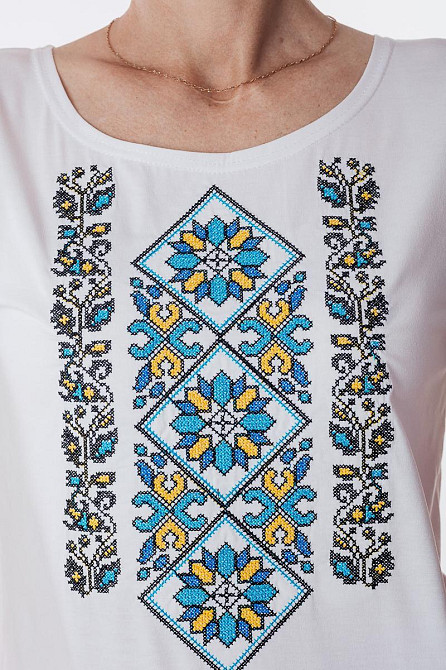 Вишиванка жіноча, біла, с коротким рукавом, топ Київ - фото 3