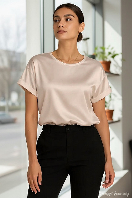 Женская футболка из шелка Бежевый M Харьков - изображение 4